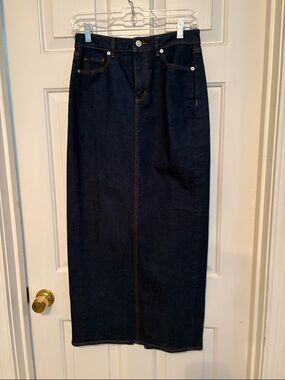 LOFT Dark Blue Straight-Leg Denim Skirt